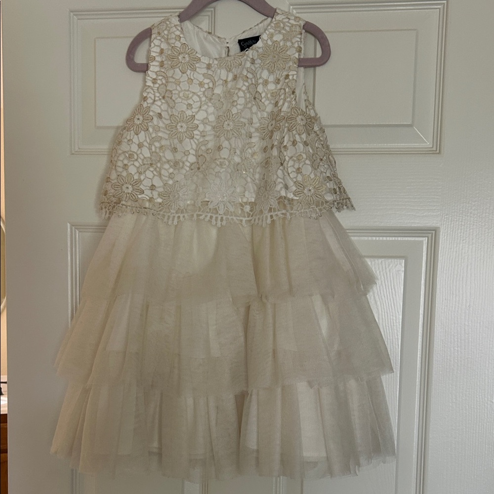 Vintage Cynthia Rowley Elegant Cream Lace Kids Dress